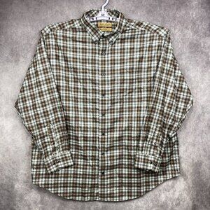 Roundtree & Yorke Gold Label Button Shirt Mens 2XB Non-Iron Black Brown Plaid